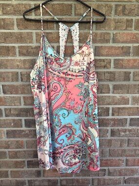 Apt. 9 Paisley Print Cami Nightdress in Coral, Light Blue & Cream